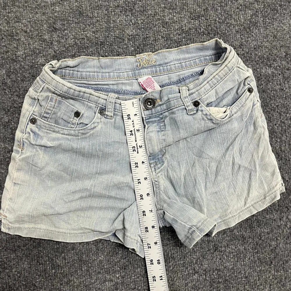 Justice Denim Shorts Girls Size 12 Light Wash Low Fit Casual Pinstripe Stretch
